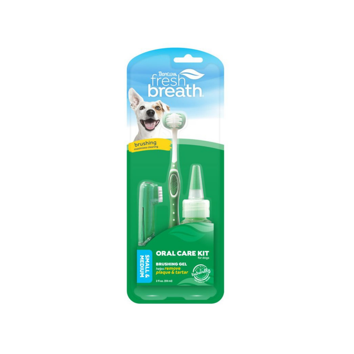 TropiClean Oral Care Kit – Tandplejesæt til Hunde (Små Hunde & Alle Hunde, 59 ml)