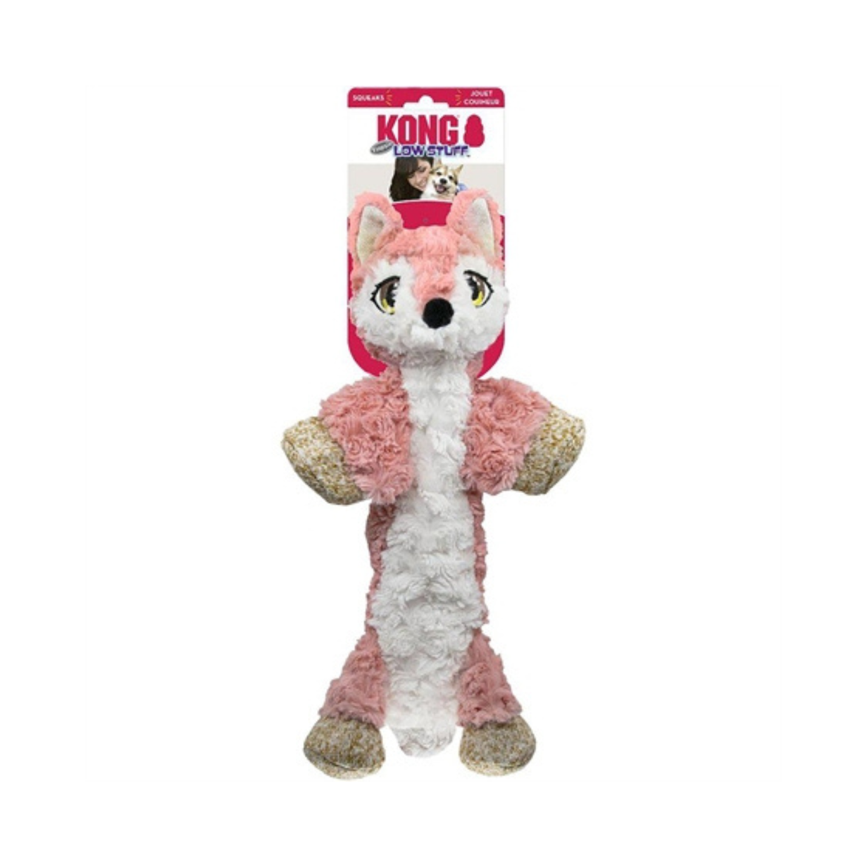KONG Low Stuff Flopzie Fox M – interaktivt legetøj med minimal fyld