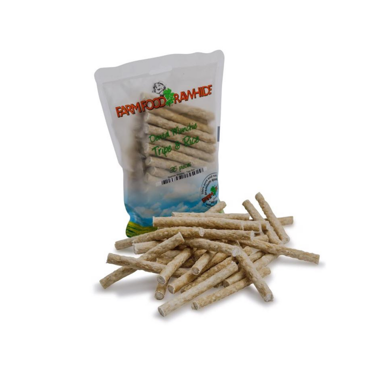 FarmFood Munchies Hart & Rice – Naturlige tyggeruller med oksehjerte og ris, 35 stk