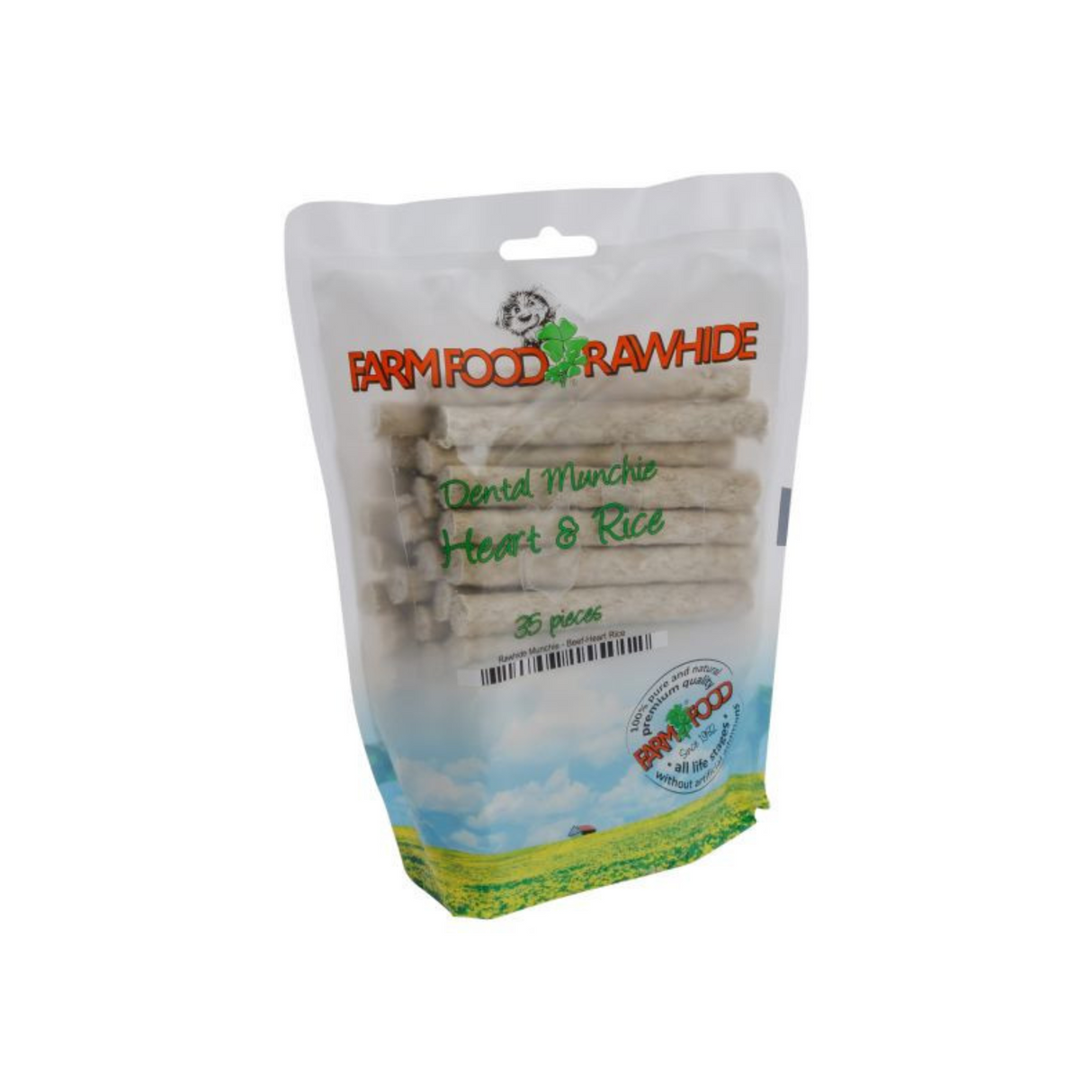 FarmFood Munchies Hart & Rice – Naturlige tyggeruller med oksehjerte og ris, 35 stk