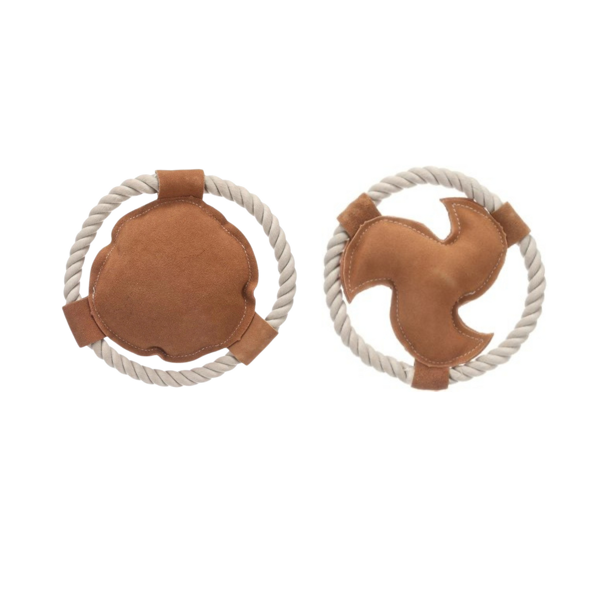 DT Læder med Reb – Vælg mellem frisbee eller klassisk tyggelegetøj i læder og bomuldsreb