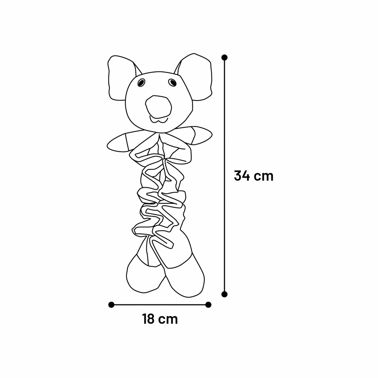 TOY PUPPY FOLSY Mouse Grey/Ochre 18x10x34 cm – Sjov og tryg legekammerat til hvalpe