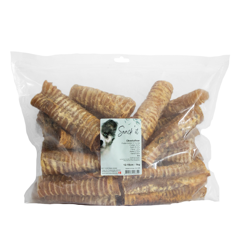 Snack’it Okseluftrør – naturlig, sprød tyggeglæde til hunde (vælg mellem 4 varianter)