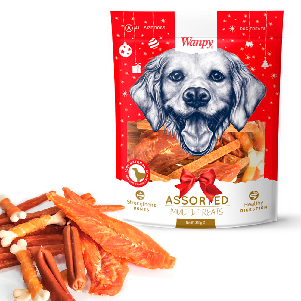 Wanpy Christmas Multi Treats 300 g – julegodbidder til hunde