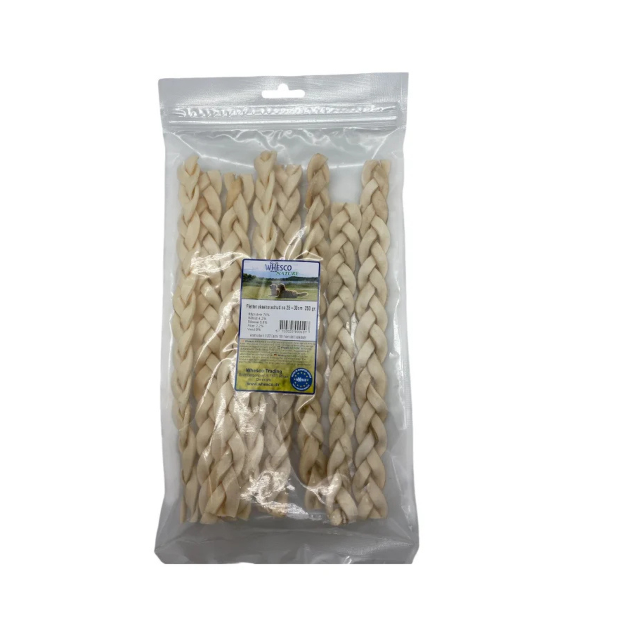 Whesco Flettet Oksehovedhud 25-30 cm – naturlig tyggesnack med lang tyggetid
