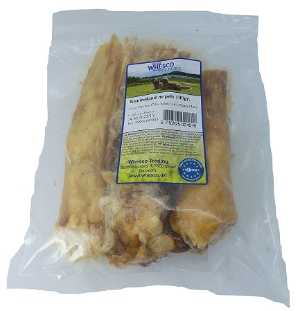 Whesco Kaninskind med pels – 100 g | Naturlig tyggesnack til hunde