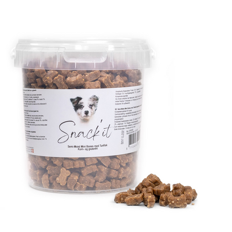 Snack’it Semi-Moist Mini Bones – Fiskegodbidder med Tun eller Laks