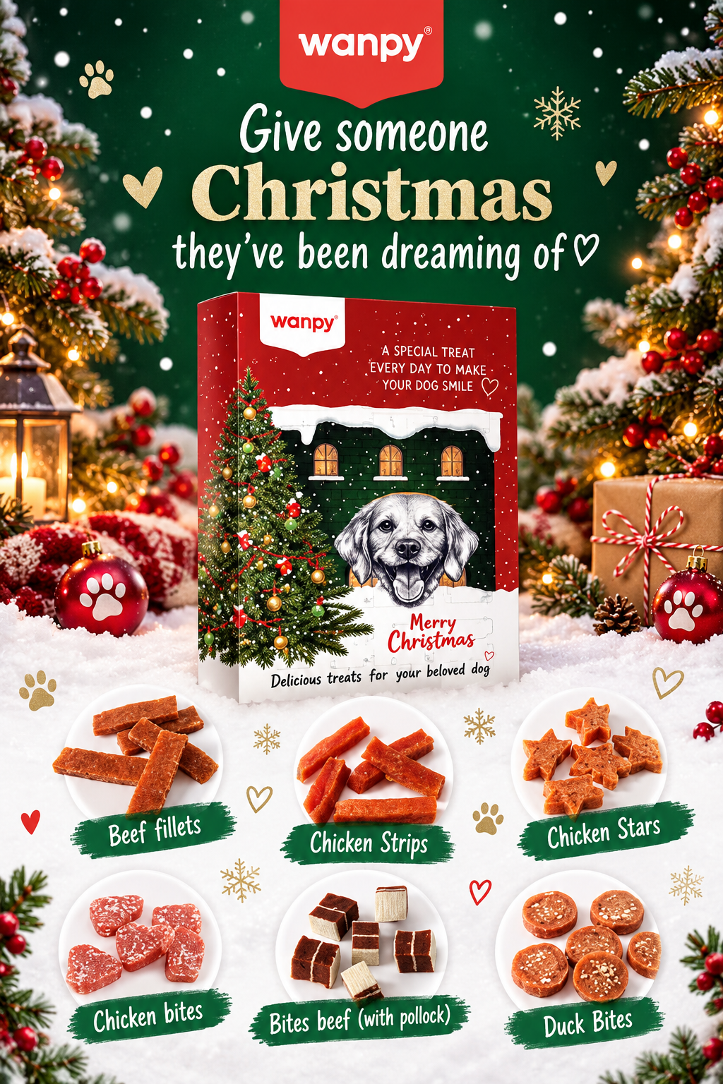 Wanpy Christmas Julekalender til hund – 24 dage med lækre godbidder