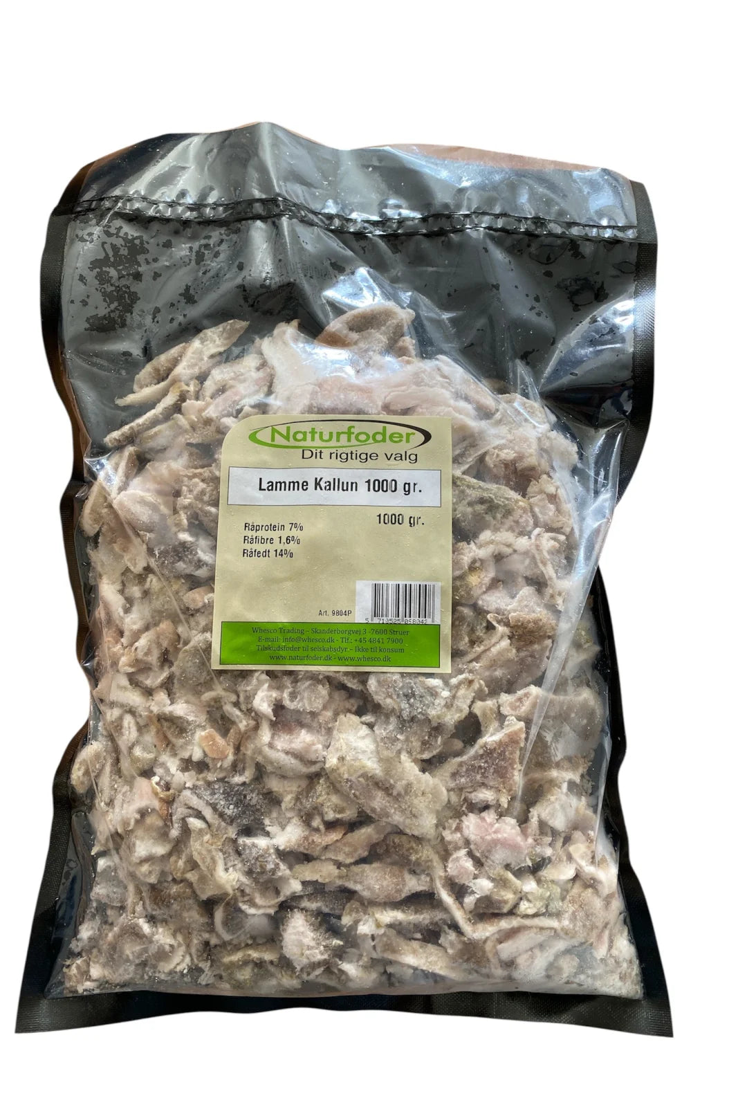 Naturfoder 100% Lammekallun 1 kg – rå BARF til hunde