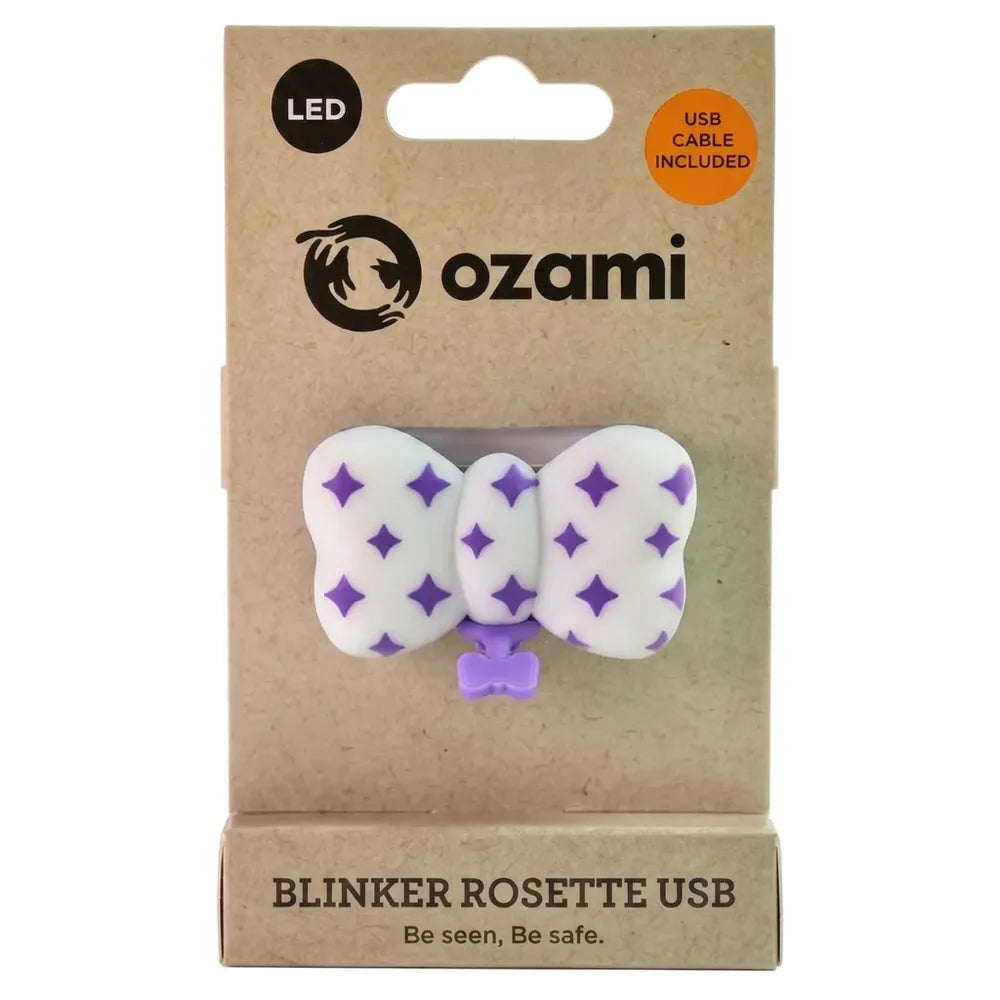 Ozami Blinker Rosette – genopladelig LED-lygte til hund | Blå og lilla