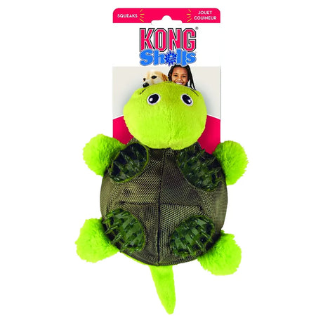 KONG Shells Turtle L – Skildpadde med piv og slidstærkt skjold