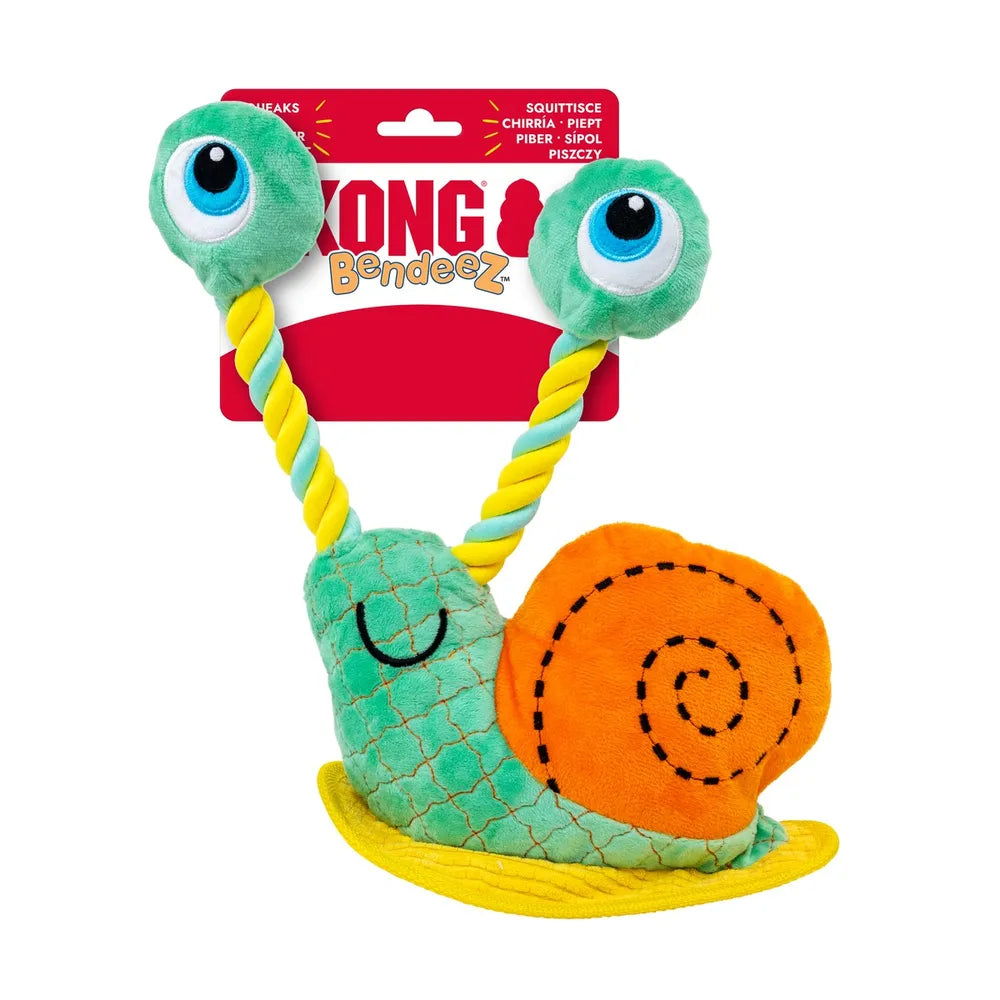 KONG Bendeez Snail L – bøjelig snegl med reb, plys og piv