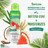 TropiClean Watermelon 2-in-1 Shampoo & Balsam 355 ml – blød pels med frisk vandmelonduft