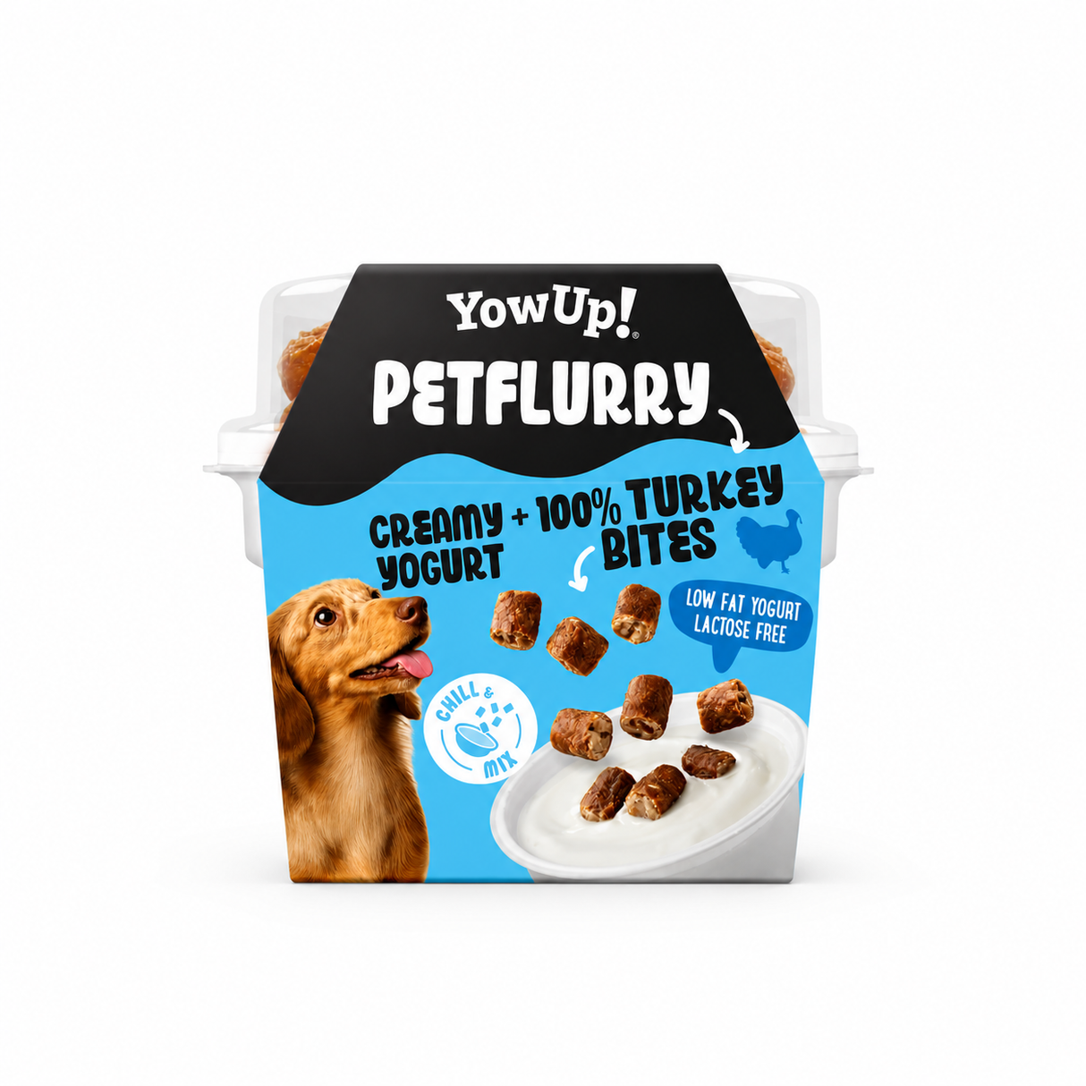 YowUp! Pet Flurry – laktosefri yoghurt med 100 % kødtopping | Vælg And eller Kalkun