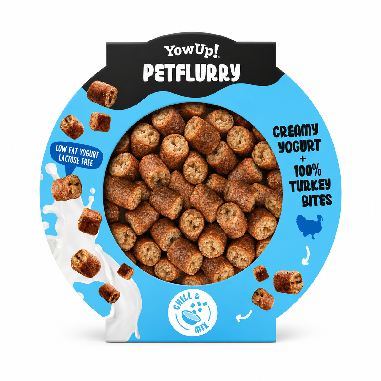 YowUp! Pet Flurry – laktosefri yoghurt med 100 % kødtopping | Vælg And eller Kalkun