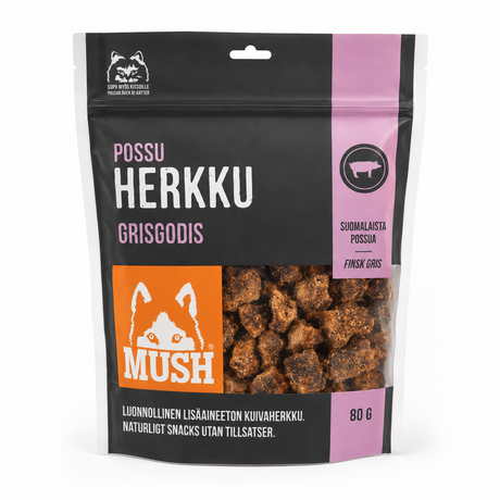 MUSH Minisnacks – naturlige godbidder af kød med 4 smagsvarianter