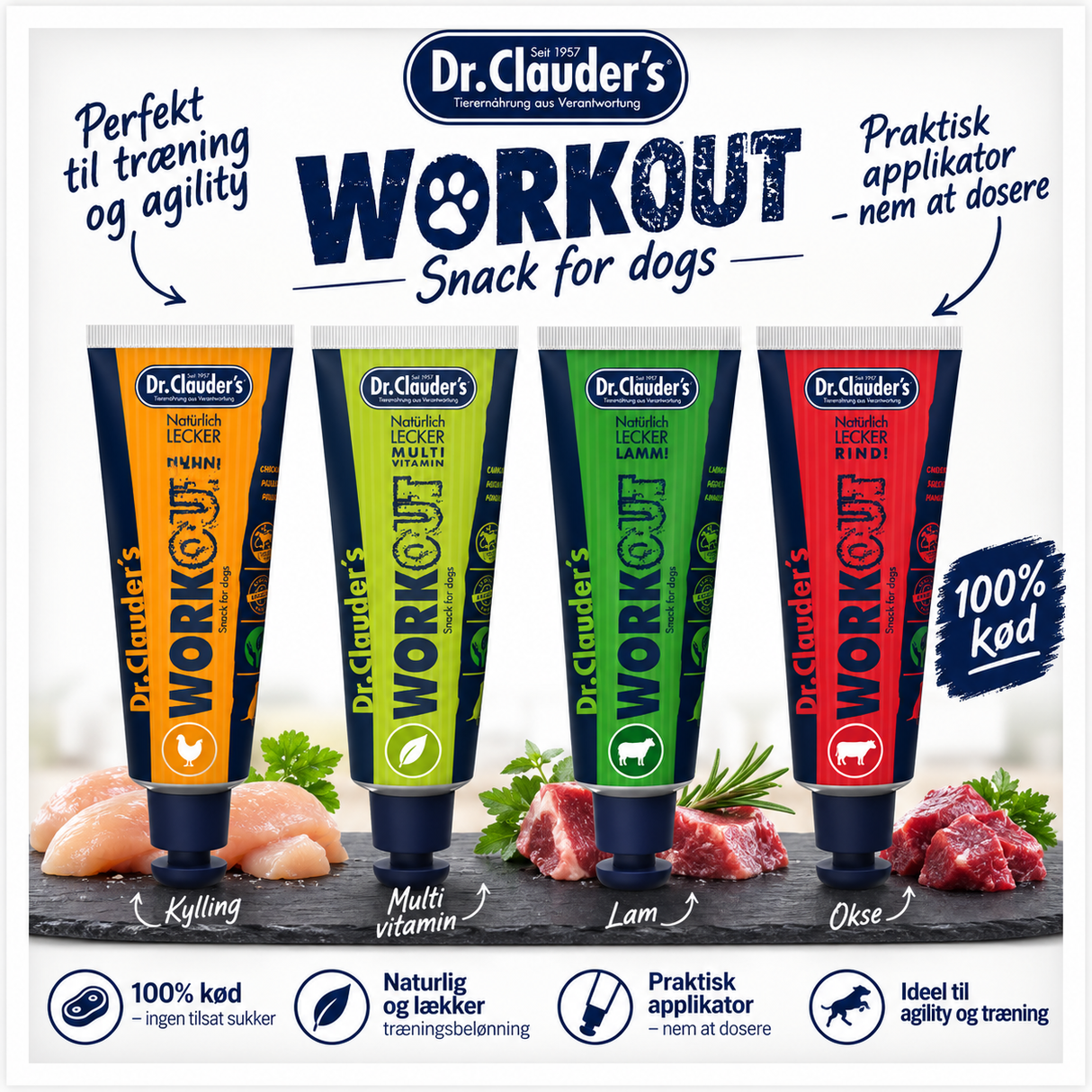 Dr. Clauder’s Workout Snack – Træningsgodbid i Tube (4 Varianter)