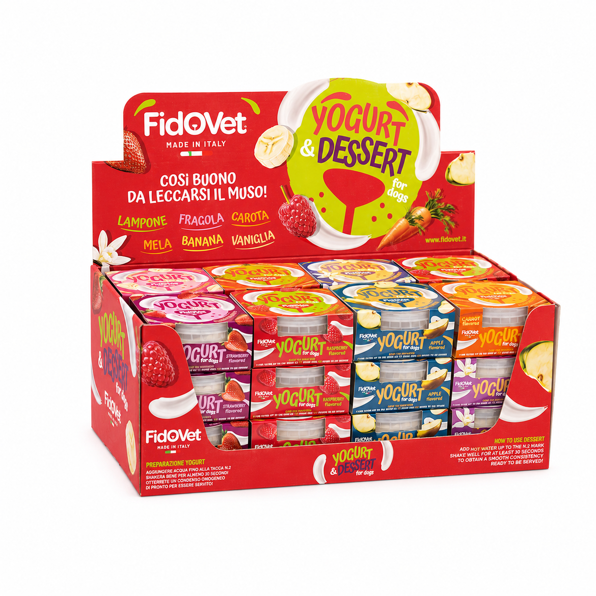 FidOvet Yoghurt til hund – cremet yoghurt i 6 lækre smagsvarianter (kan fryses)