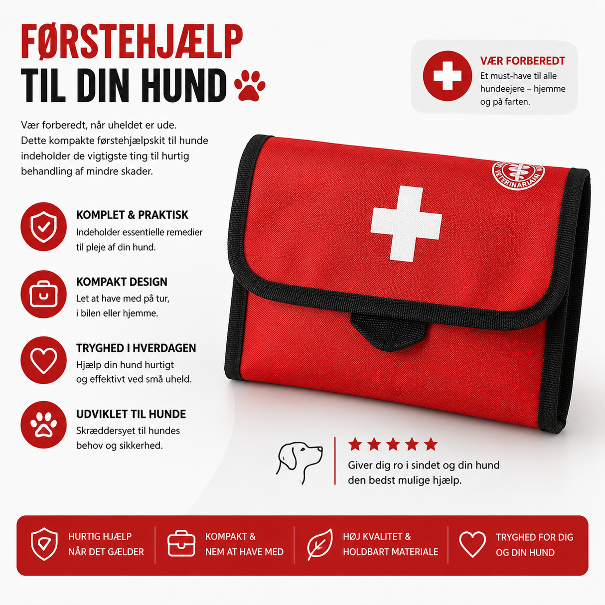 Pawise First Aid Kit Premium – førstehjælpssæt til hund og kat med 17 dele