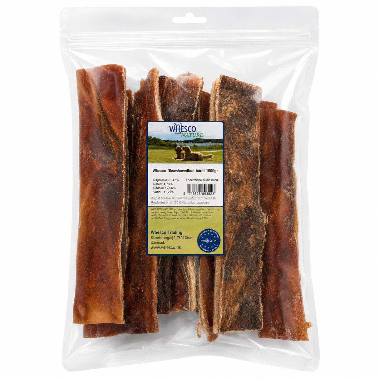 Whesco Oksehovedhud Hårdt – 1 kg naturlig tyggeglæde