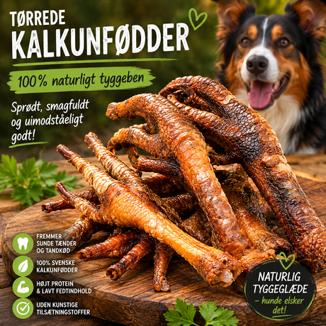 Tørrede Kalkunfødder 1 kg – Naturligt tyggeben til hunde. Fra Sverige