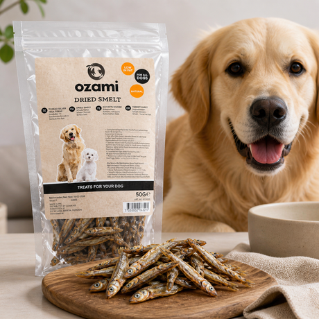 Ozami Snack Small Sand Smelt 50 g – Naturlig fiskesnack til hunde