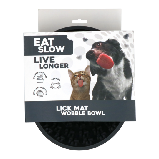 Eat Slow Live Longer Wobble Bowl Grå – slikkeskål til hund og kat