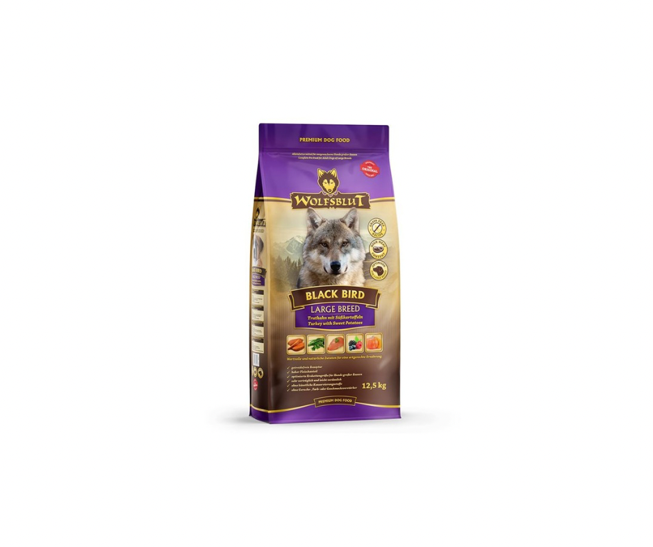 Wolfsblut hundefoder med kalkun til store hunde 12,5 kg Black Bird Large Breed