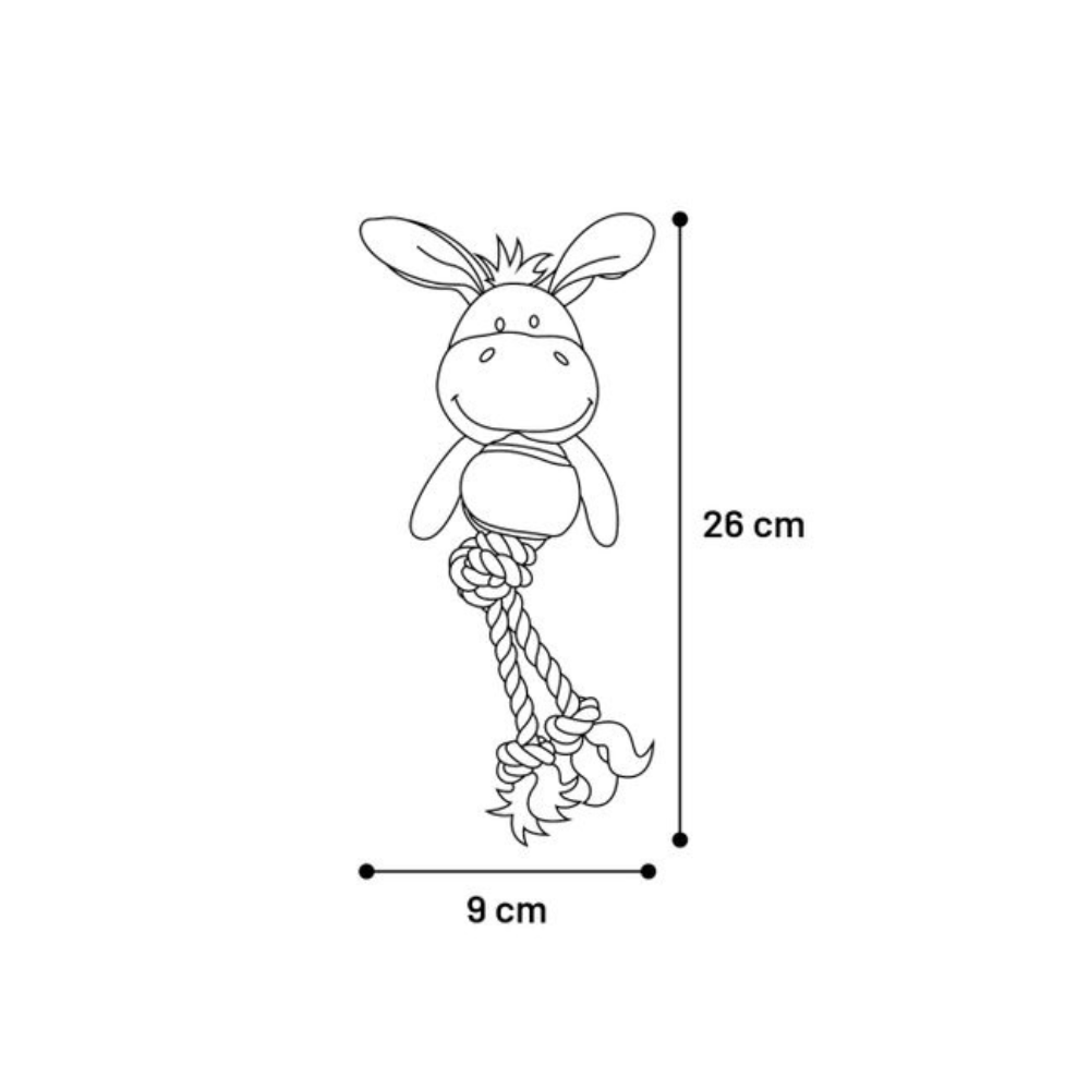 Flamingo Polly Donkey – Hundelegetøj til hvalpe med reb, tennisbold og piv