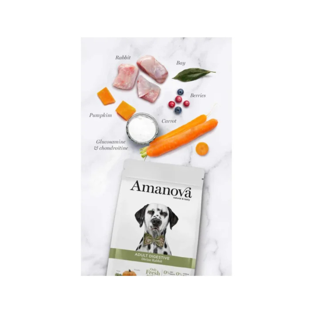 Amanova Adult Kanin – Kornfrit hundefoder til hunde med sart fordøjelse