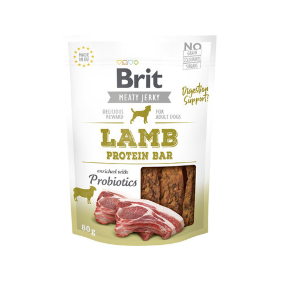 Brit Jerky Lamb – Proteinrig kødgodbid til hund med lam (80 g)