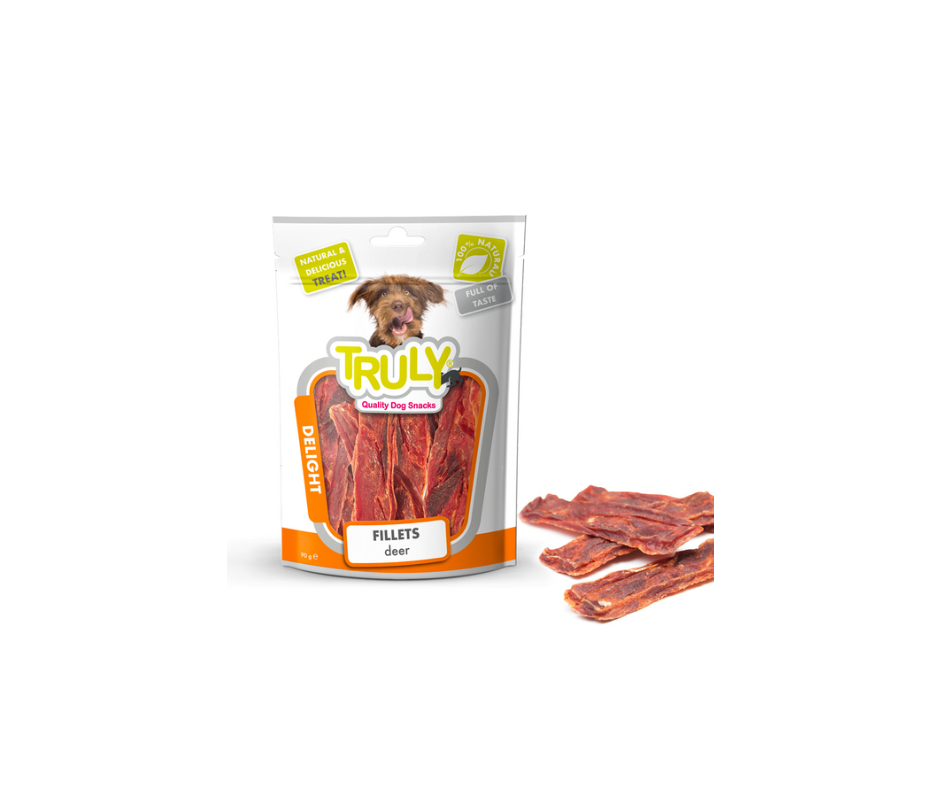 Truly Deer Filets 85g – Smagfulde godbidder af hjort og and til voksne hunde