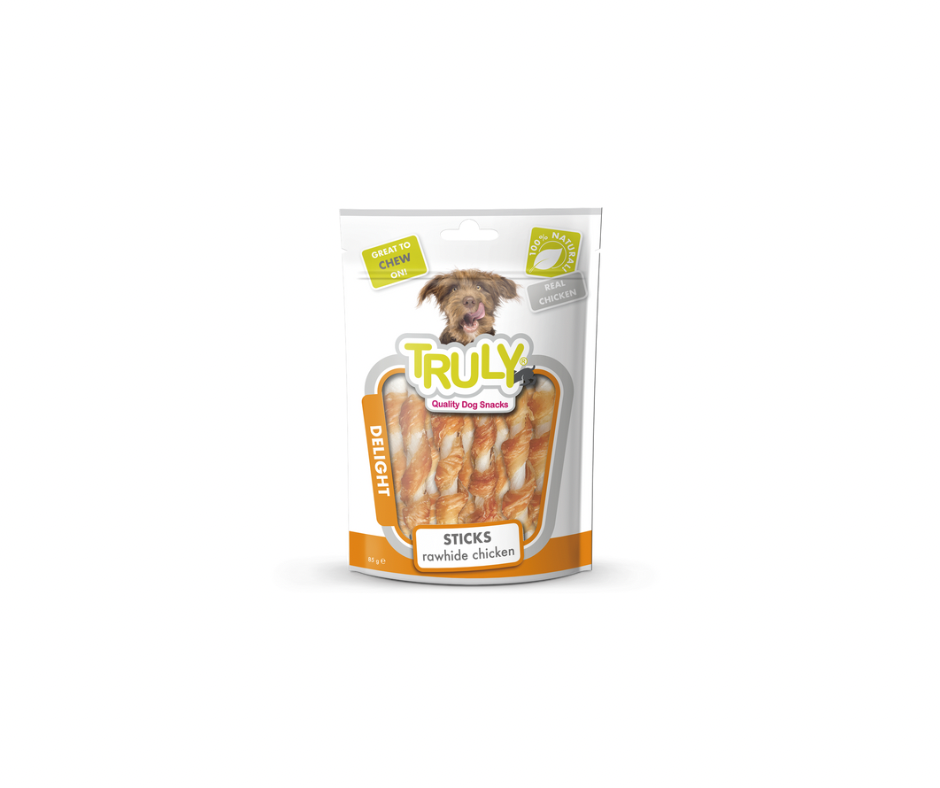 Truly Rawhide Stick with Chicken 85/325g – Sprøde tyggepinde til voksne hunde