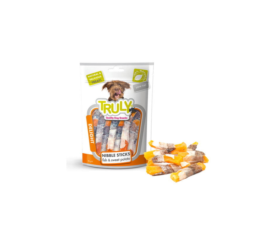 Truly Fish & Sweet Potato 90g – Sund og smagfuld snack til voksne hunde