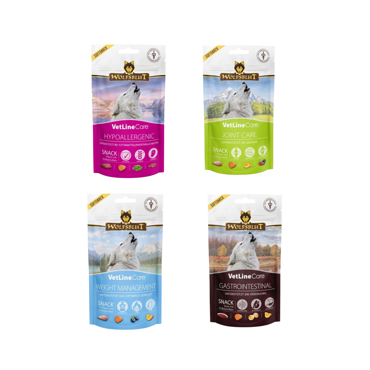 Wolfsblut VetLine Care Snacks – 4 funktionelle varianter til hunde