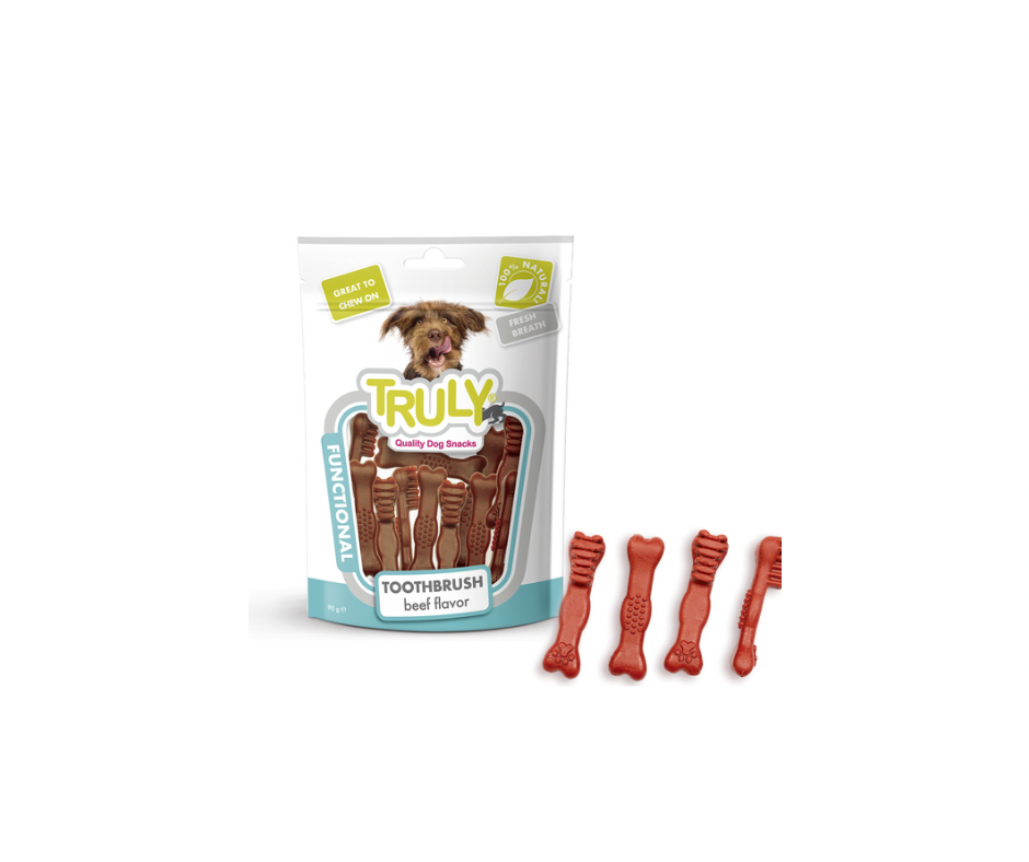 Truly Dog Dental Toothbrush – Beef Flavour 90g – Tandrensende snacks til hunde