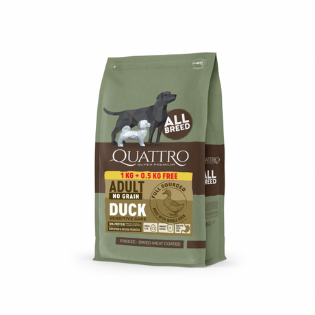 Quattro Grain Free Smagspakker – kornfrit hundefoder, Lam, And eller laks/Krill (vælg variant)
