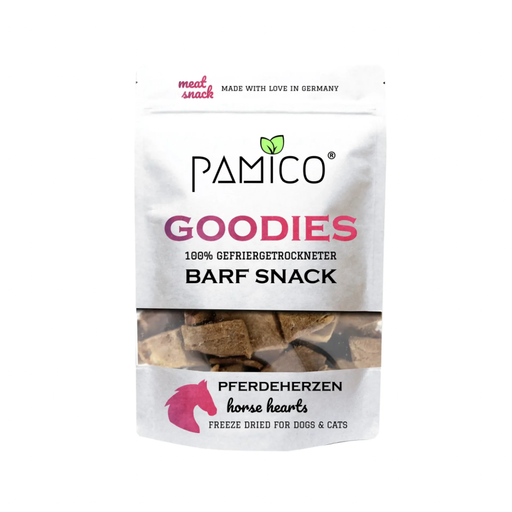 Pamico frysetørrede hestehjerter – naturlig og næringsrig snack til hund og kat