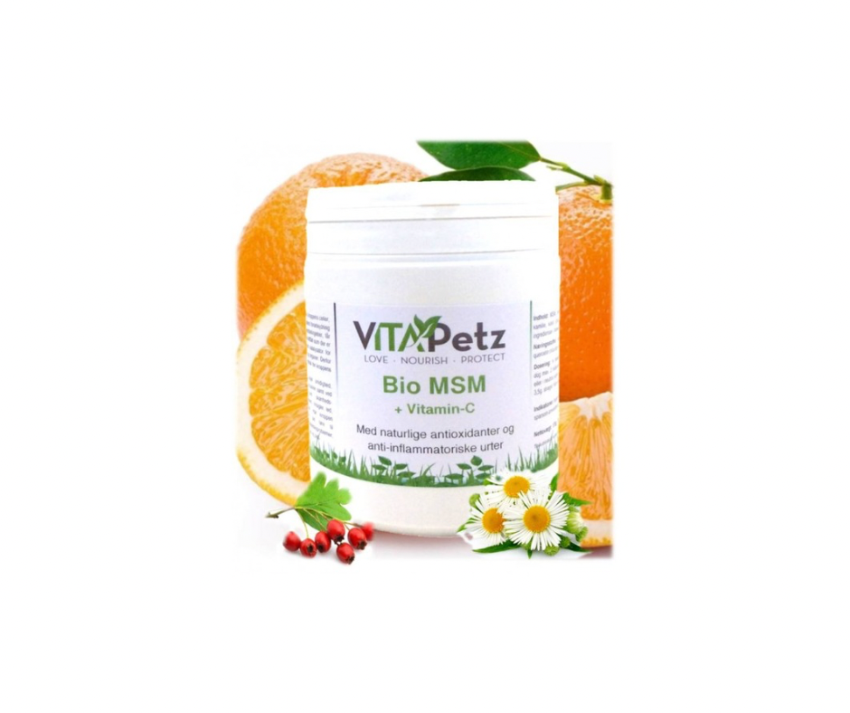 Vitapetz Bio MSM + Naturligt C-vitamin – Tilskud til Hundes Knogler, Pels og Led