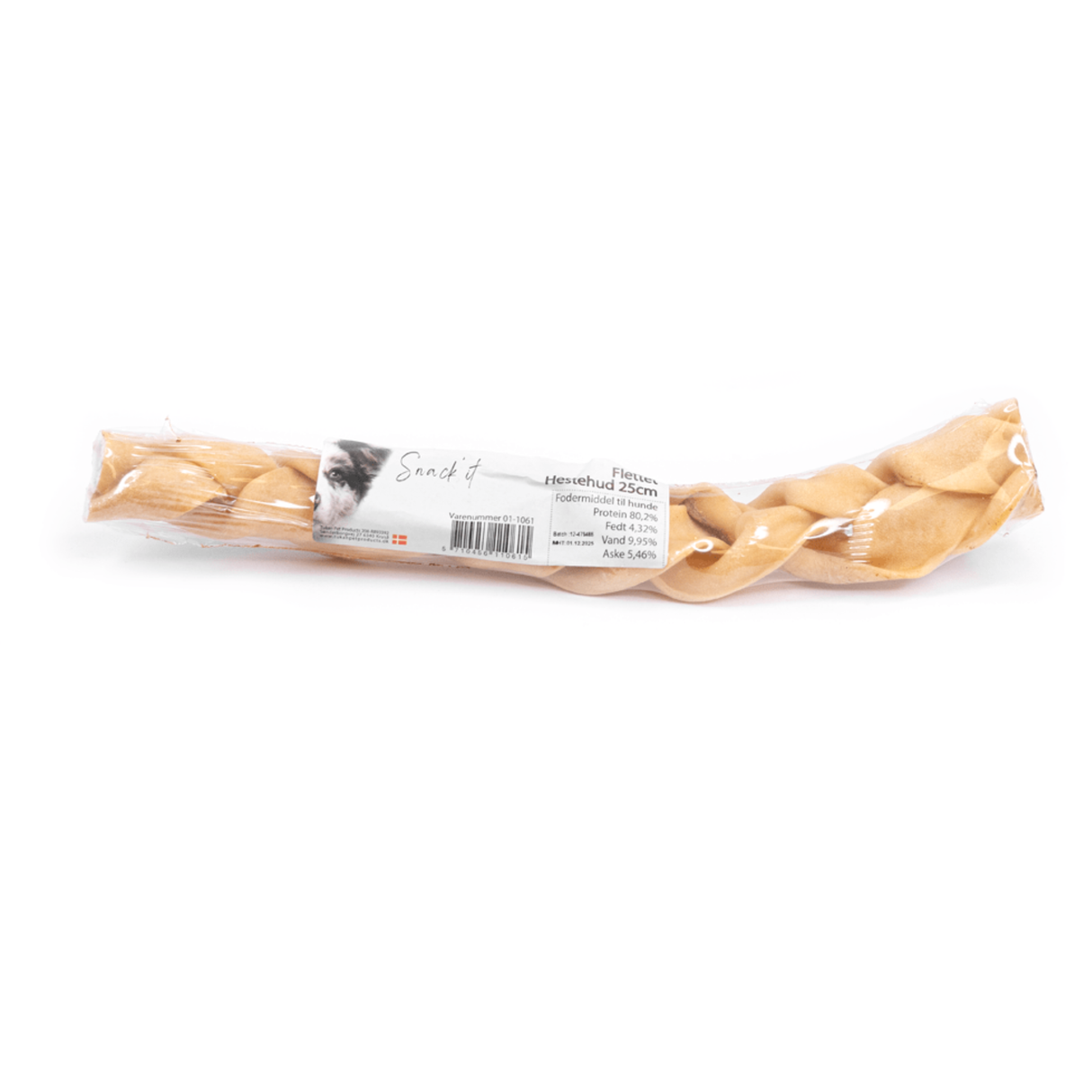 Snack’it Flettet Hestehud 25 cm – naturlig tyggegodbid til hunde med sensitiv mave