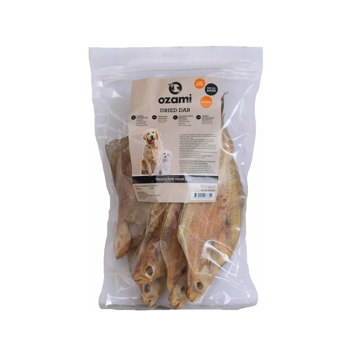 Ozami Snack Dab 180 g – Naturlig tørret sandskade til hunde