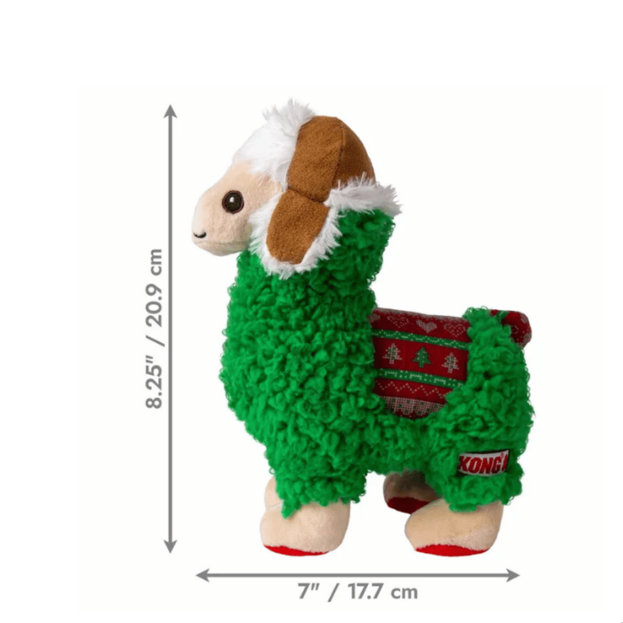 KONG Holiday Sherps Llama – Blød jule-llama med squeaker (M – 21 cm)