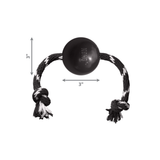 KONG Extreme Ball med reb – ekstra holdbar bold til interaktiv leg (L Ø 7,5 cm)