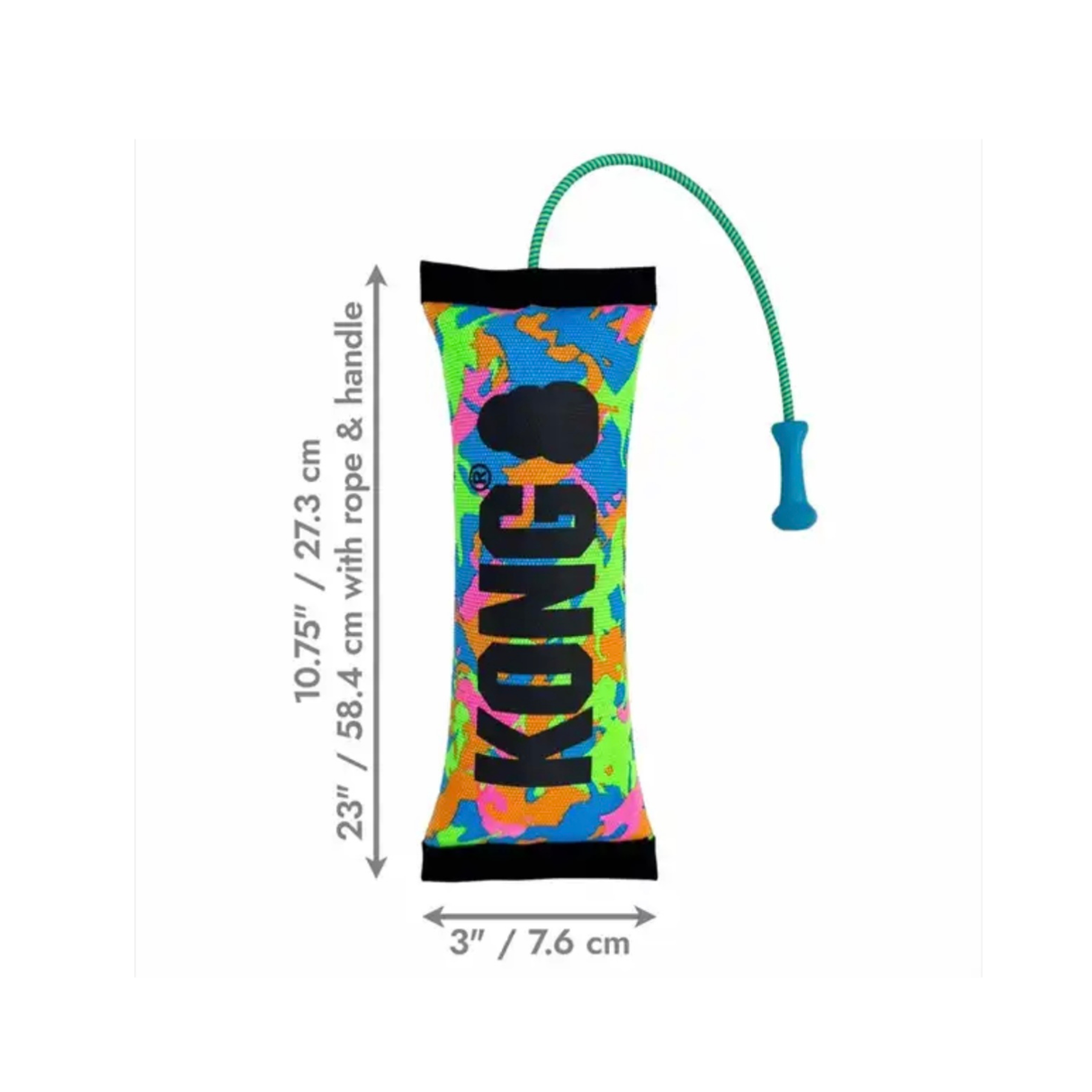 KONG Bunji High-Viz Bumper – synligt apportlegetøj med reb og piv (58,5 cm)