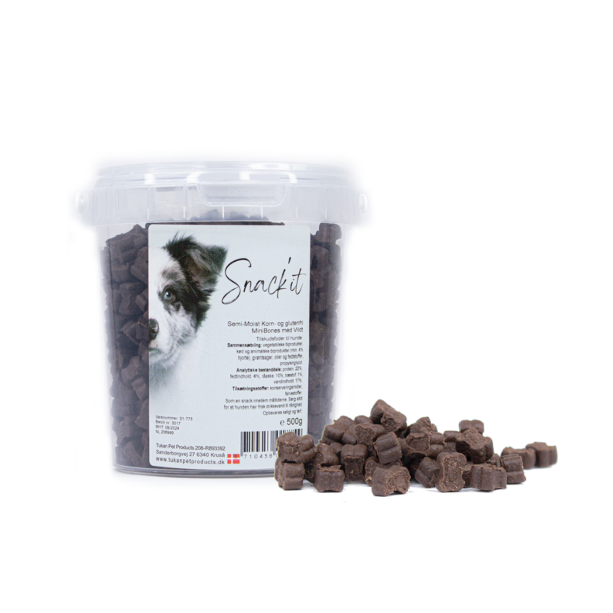 Snack’it Semi-Moist Mini Bones 500 g – Vildt, And, Kanin, Kylling & Struds