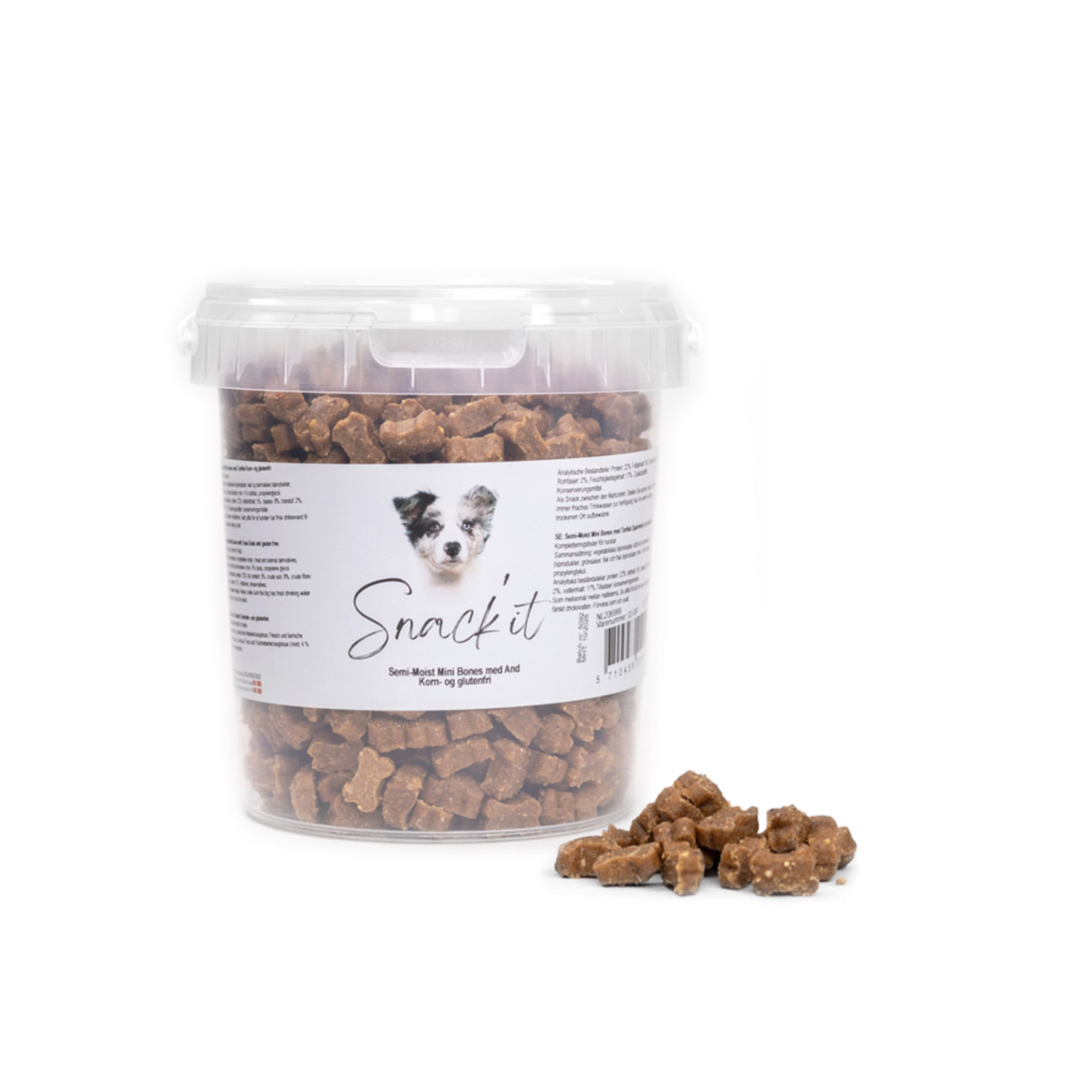 Snack’it Semi-Moist Mini Bones 500 g – Vildt, And, Kanin, Kylling & Struds