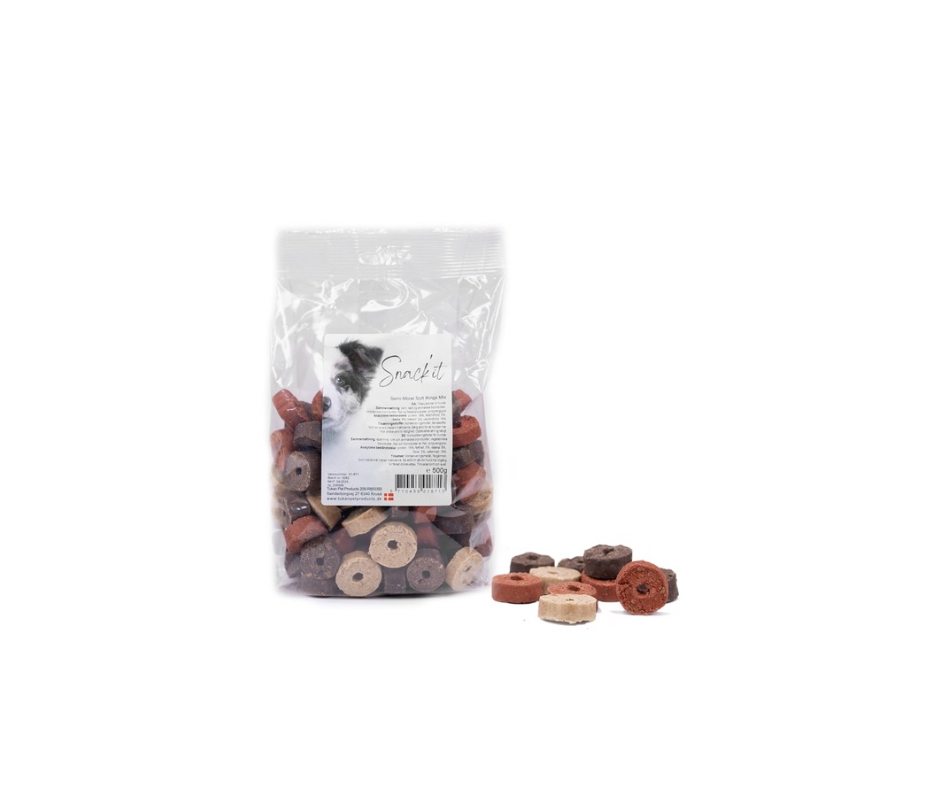 Snack'it Soft Rings Mix (500 g) – Bløde og Smagfulde Godbidder til Hunde