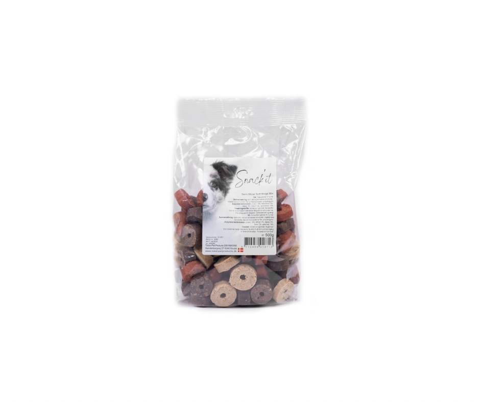 Snack'it Soft Rings Mix (500 g) – Bløde og Smagfulde Godbidder til Hunde