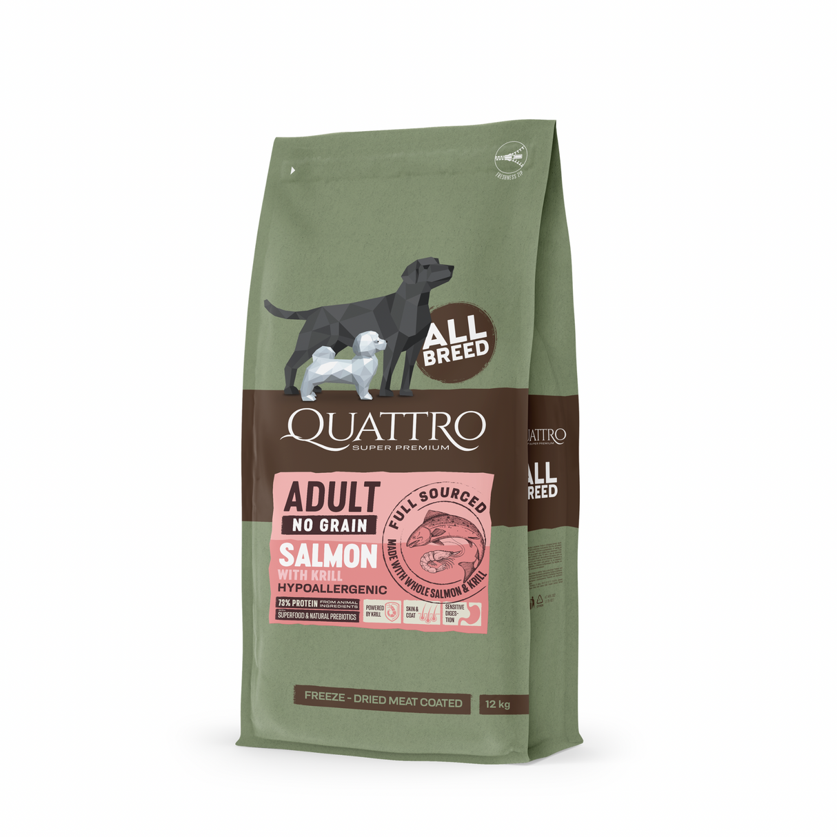 Quattro Super Premium No Grain Adult – Laks & Krill til følsomme hunde