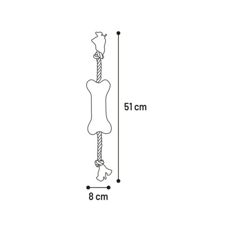 DT Læder ben – Naturligt læderlegetøj med reb og pivelyd (51 cm)